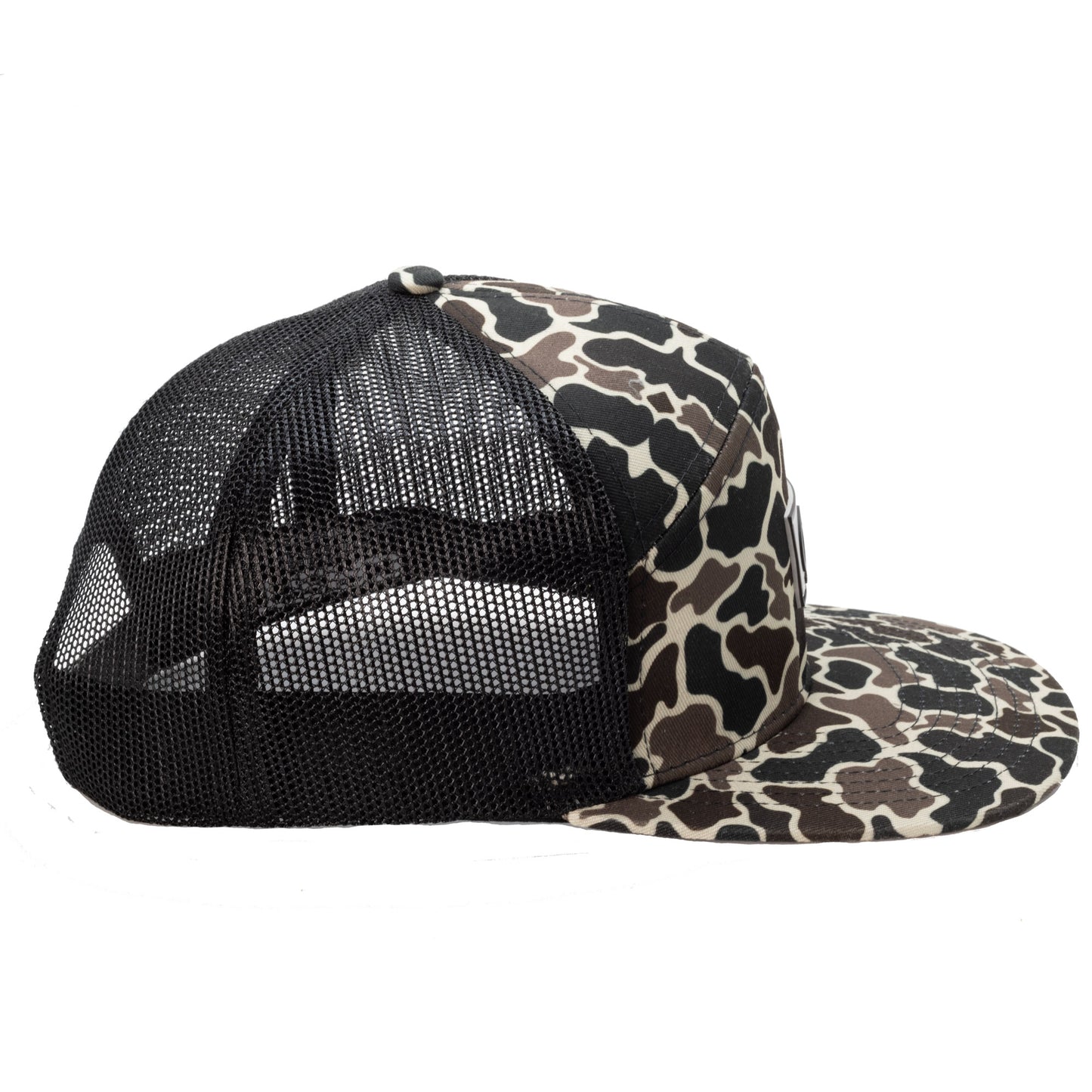 Vintage Camo Snapback Hat – 7-Panel Flat Bill Fishing Cap | Cast Camo Flat Bill