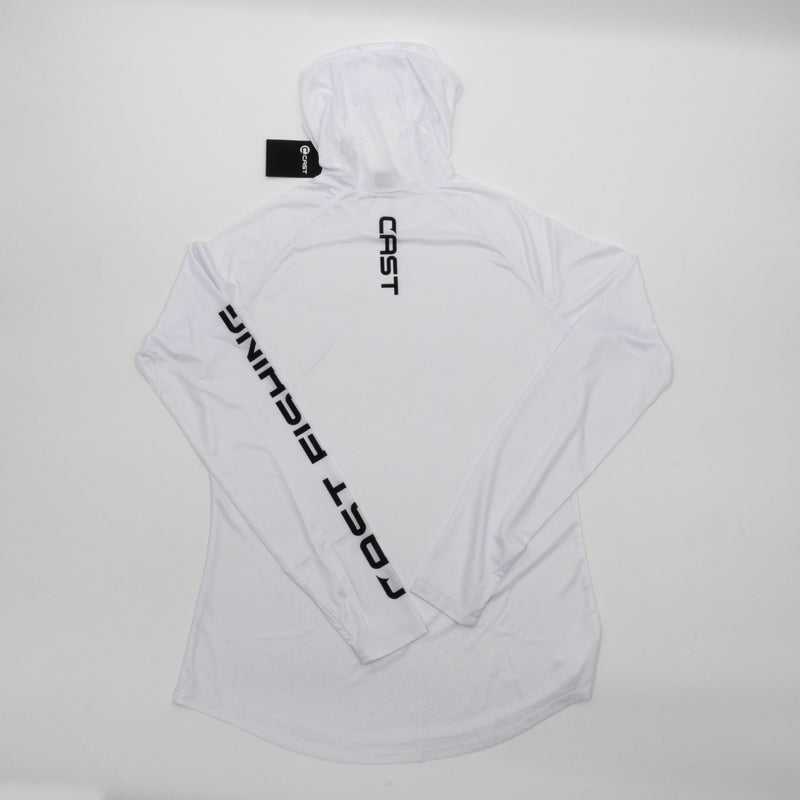 White BreezeTec hooded shirt, back