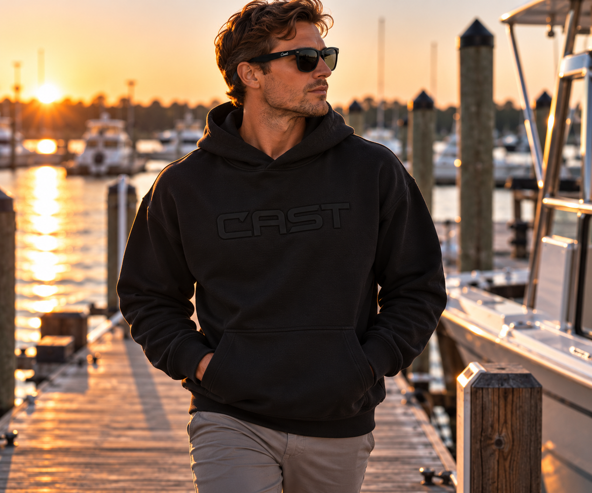 CAST Reel Heavy heavyweight hoodie center console boat lifestyle