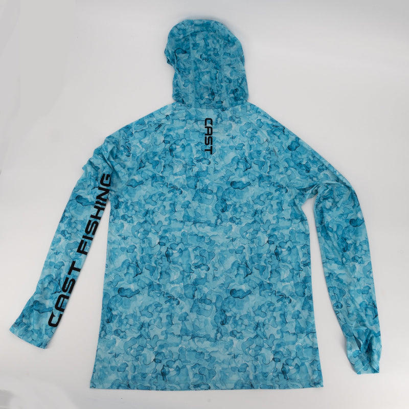 Aqua Camo BreezeTec hooded shirt, back