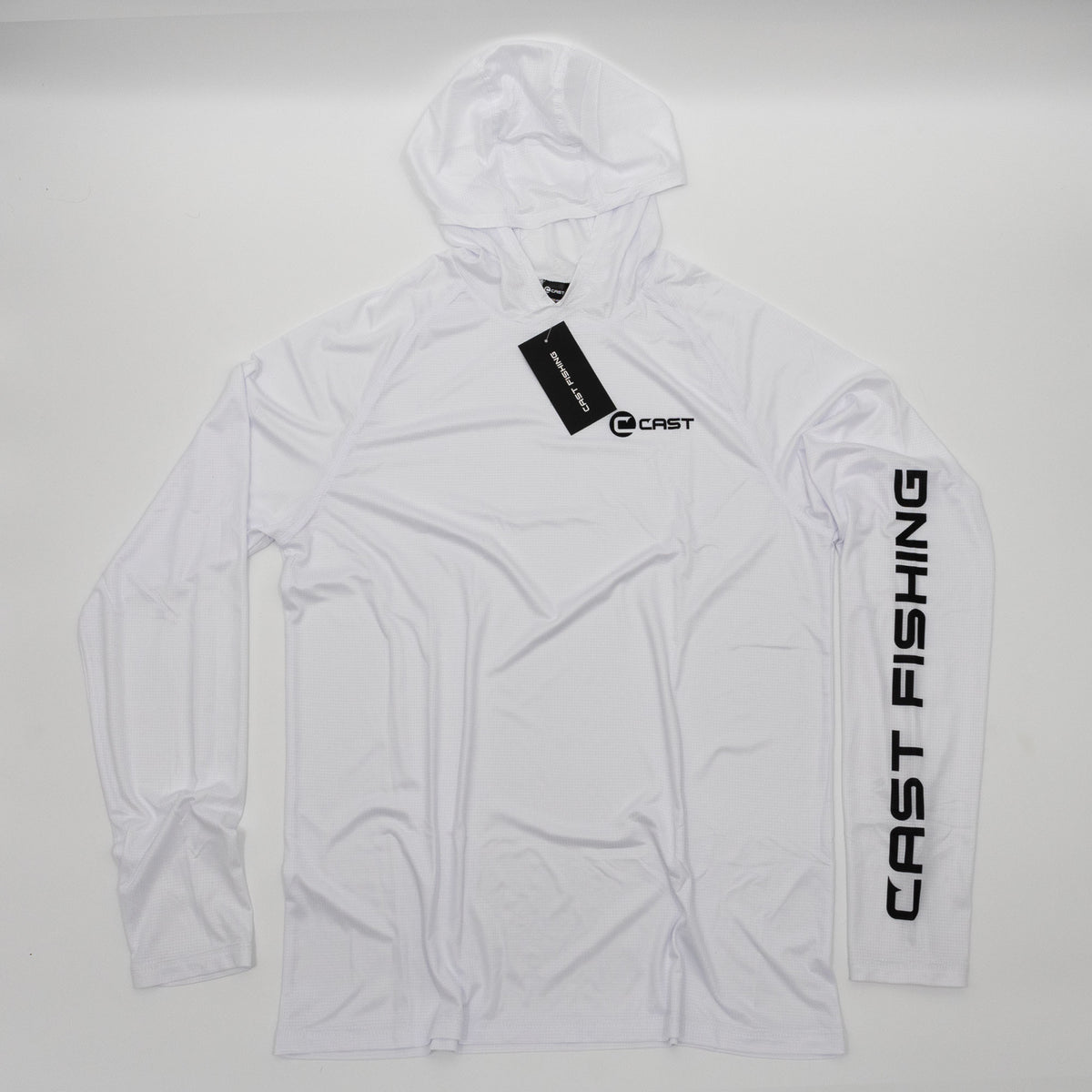 White BreezeTec hooded shirt, front