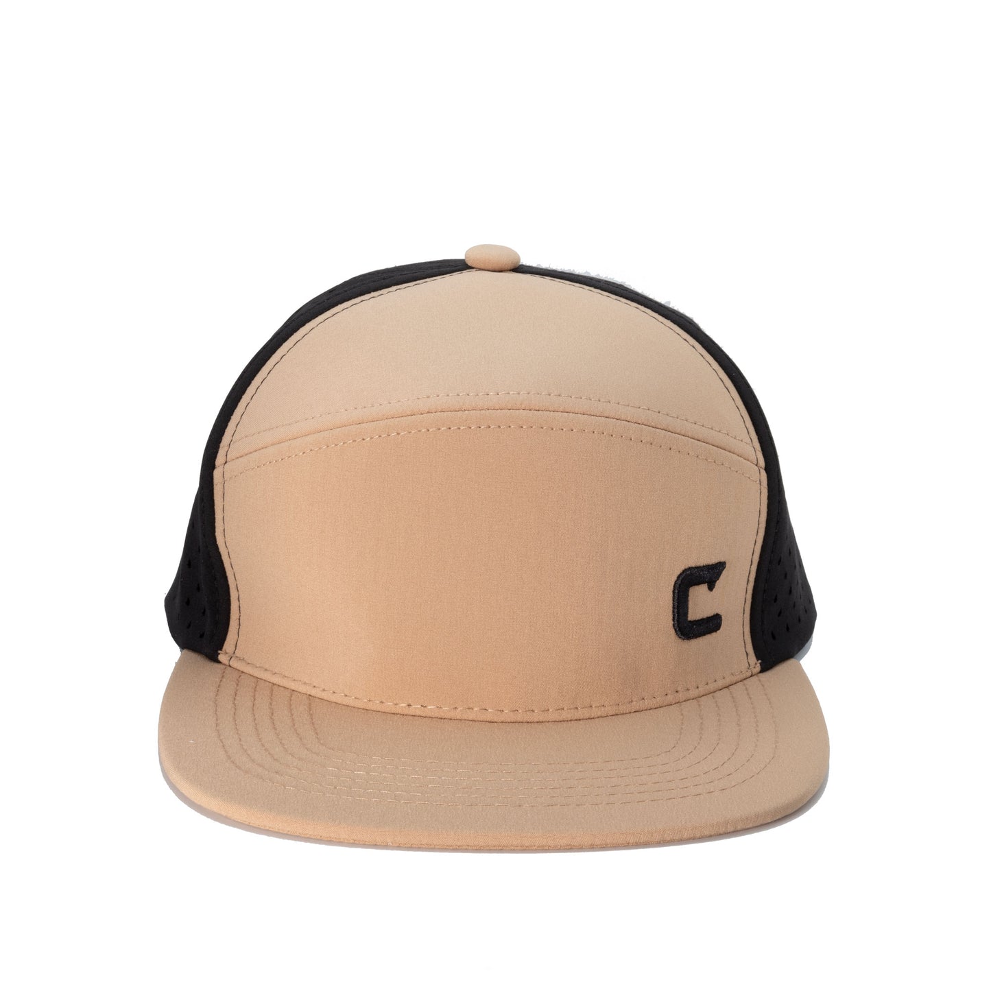 Cast Tan Water Repellant Snapback Hat - Flat Bill - C Logo-Horizontal Front Panel