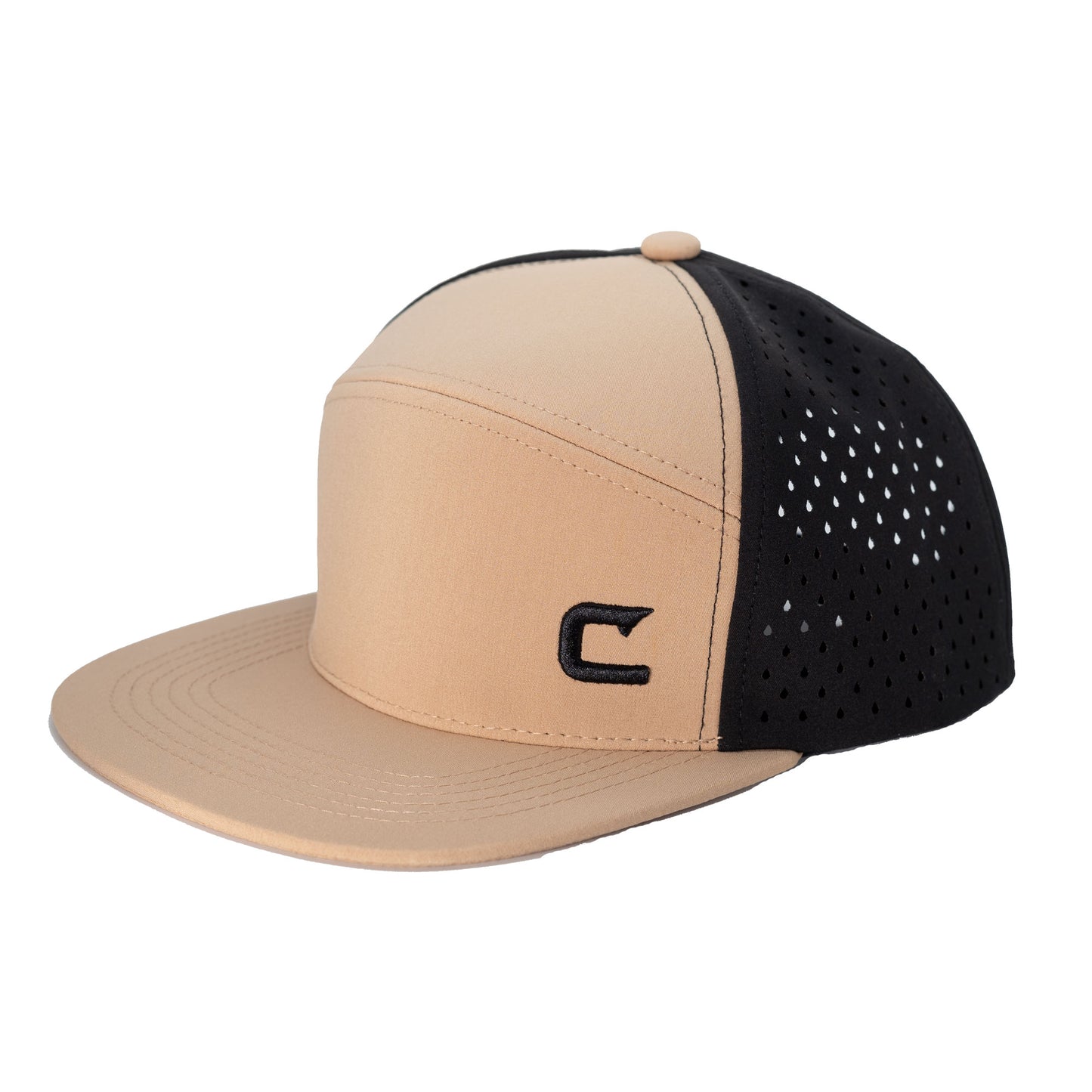 Cast Tan Water Repellant Snapback Hat - Flat Bill - C Logo-Horizontal Front Panel