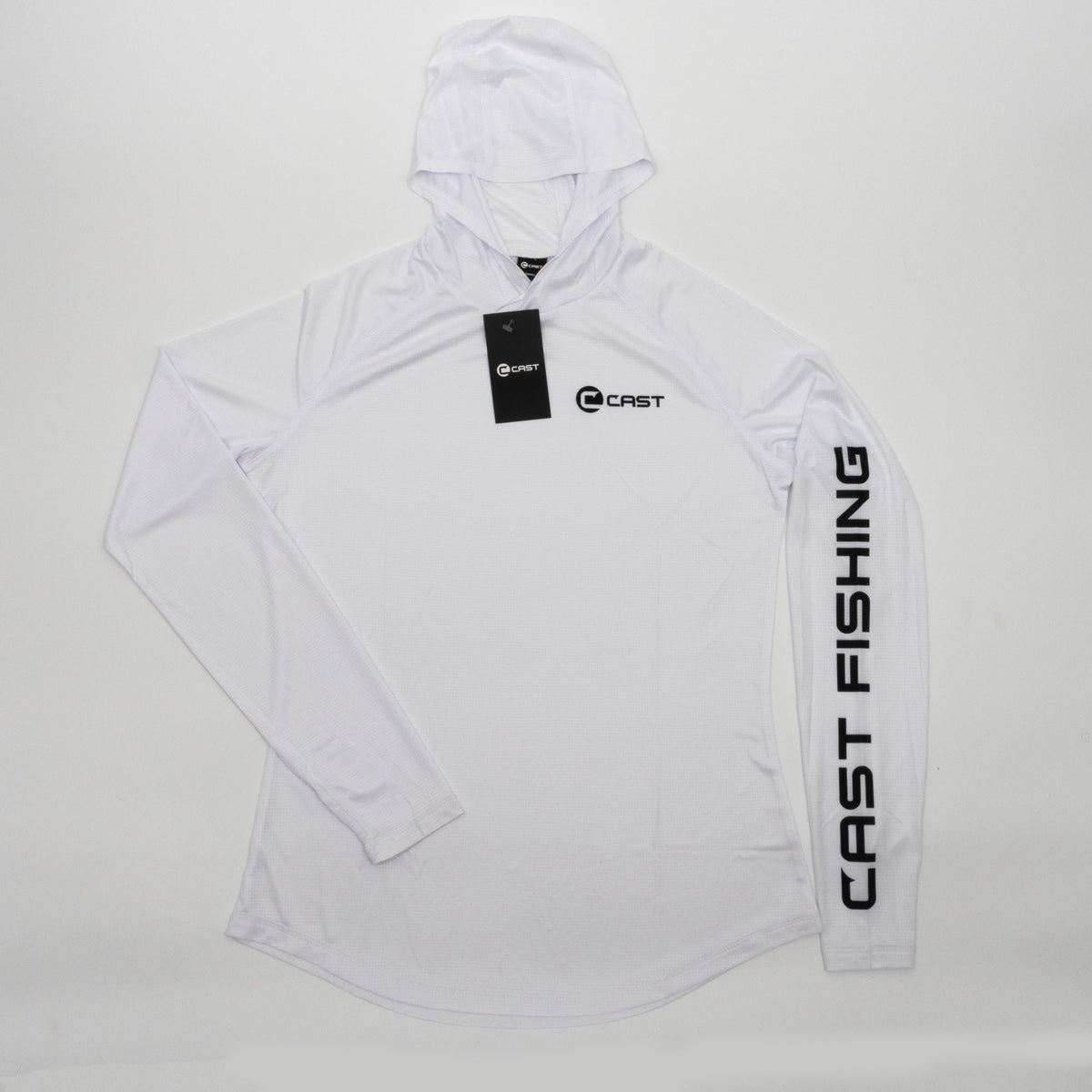 White BreezeTec hooded shirt, front