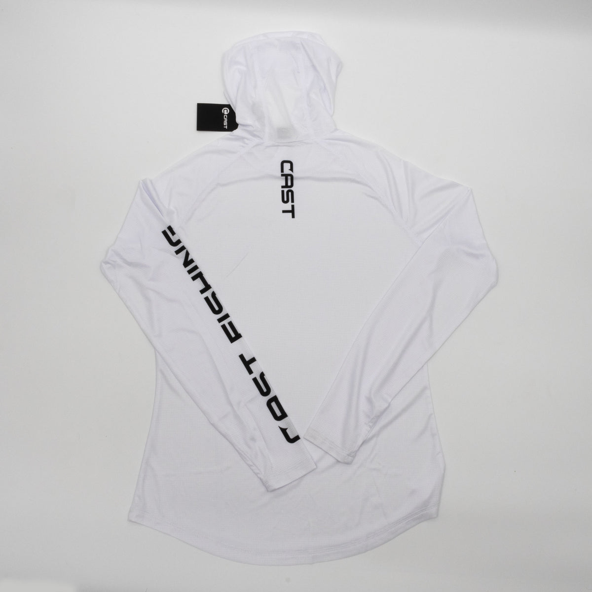 White BreezeTec hooded shirt, back