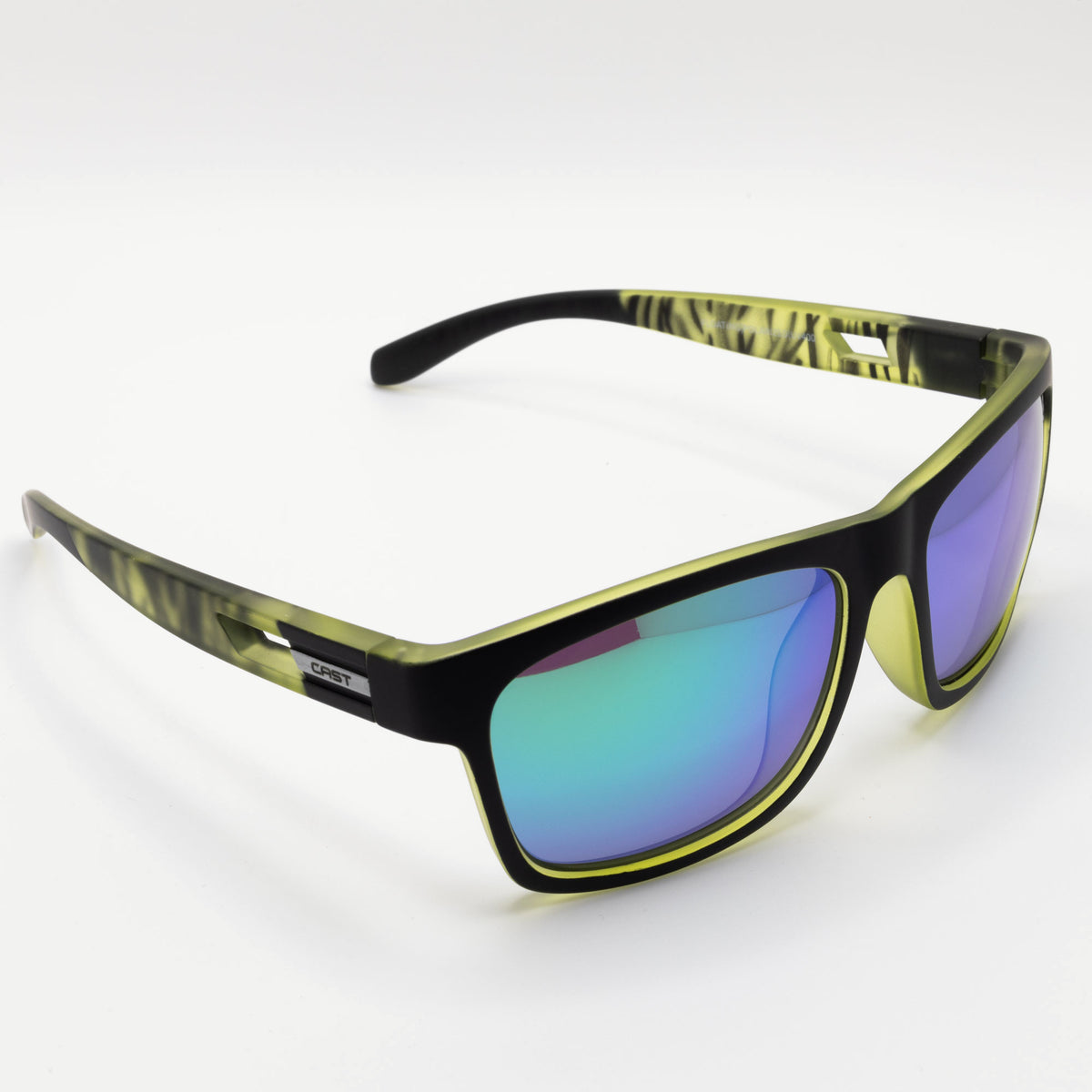 Aruba floating polarized sunglasses, yellow blue, quarter view