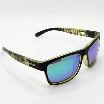 Aruba floating polarized sunglasses, yellow blue, quarter view