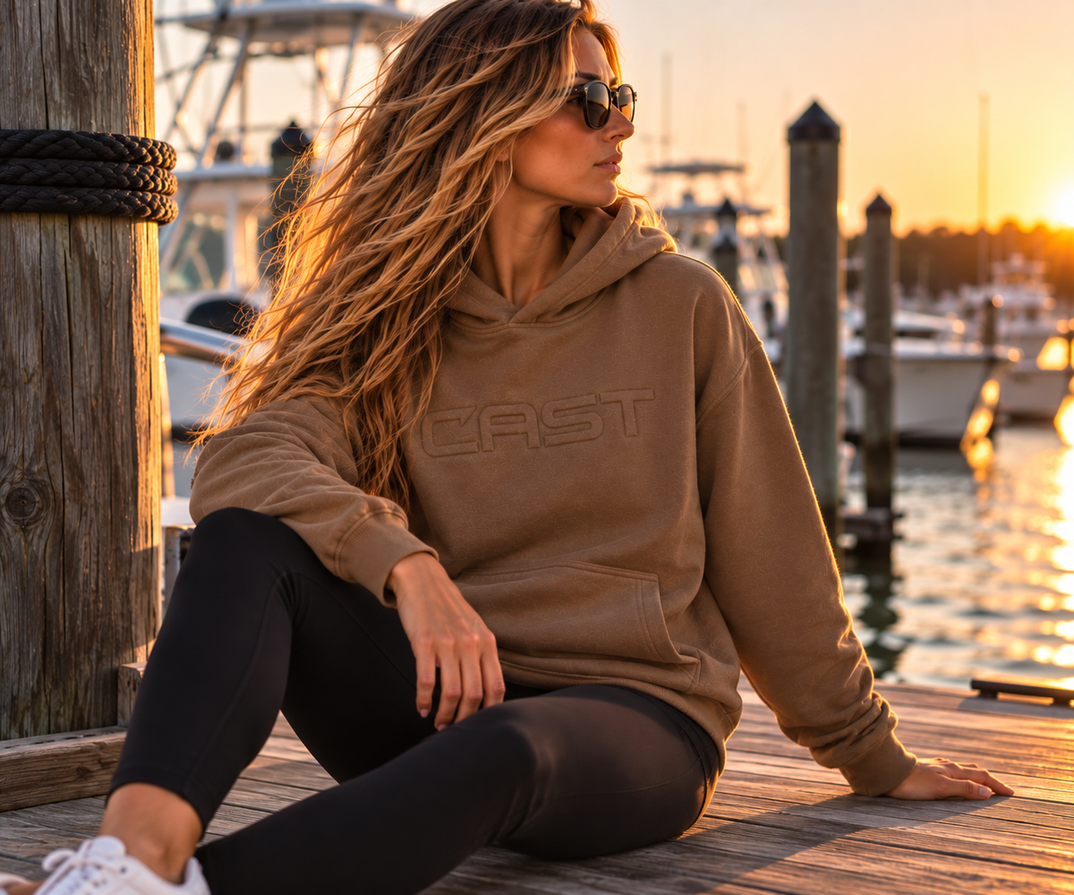 CAST Reel Heavy heavyweight hoodie waterfront lifestyle
