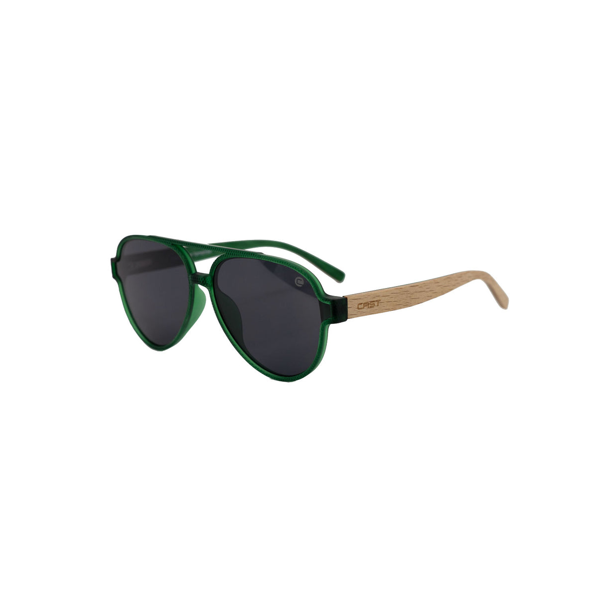 Bermuda Aviator in Green & Wood / Black, quarter view