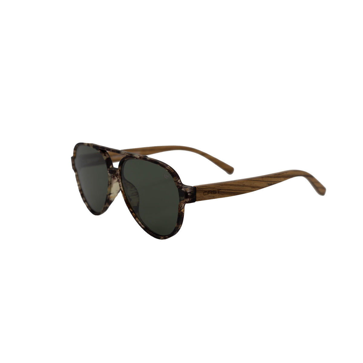 Bermuda Aviator in Tortoise & Wood / Black, quarter view